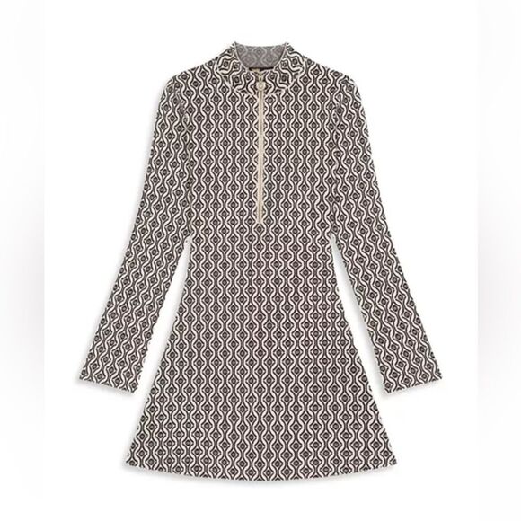 NEW Maje Roy Patterned Fitted Mockneck Long Sleeve Knit Dress Size 8 - Picture 12 of 13